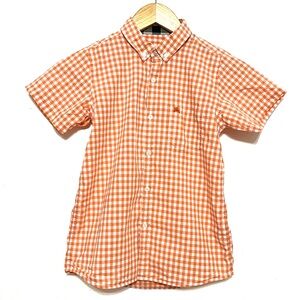 Burberry Orange Gingham Kids Button Down Collared Shirt School Boys Family